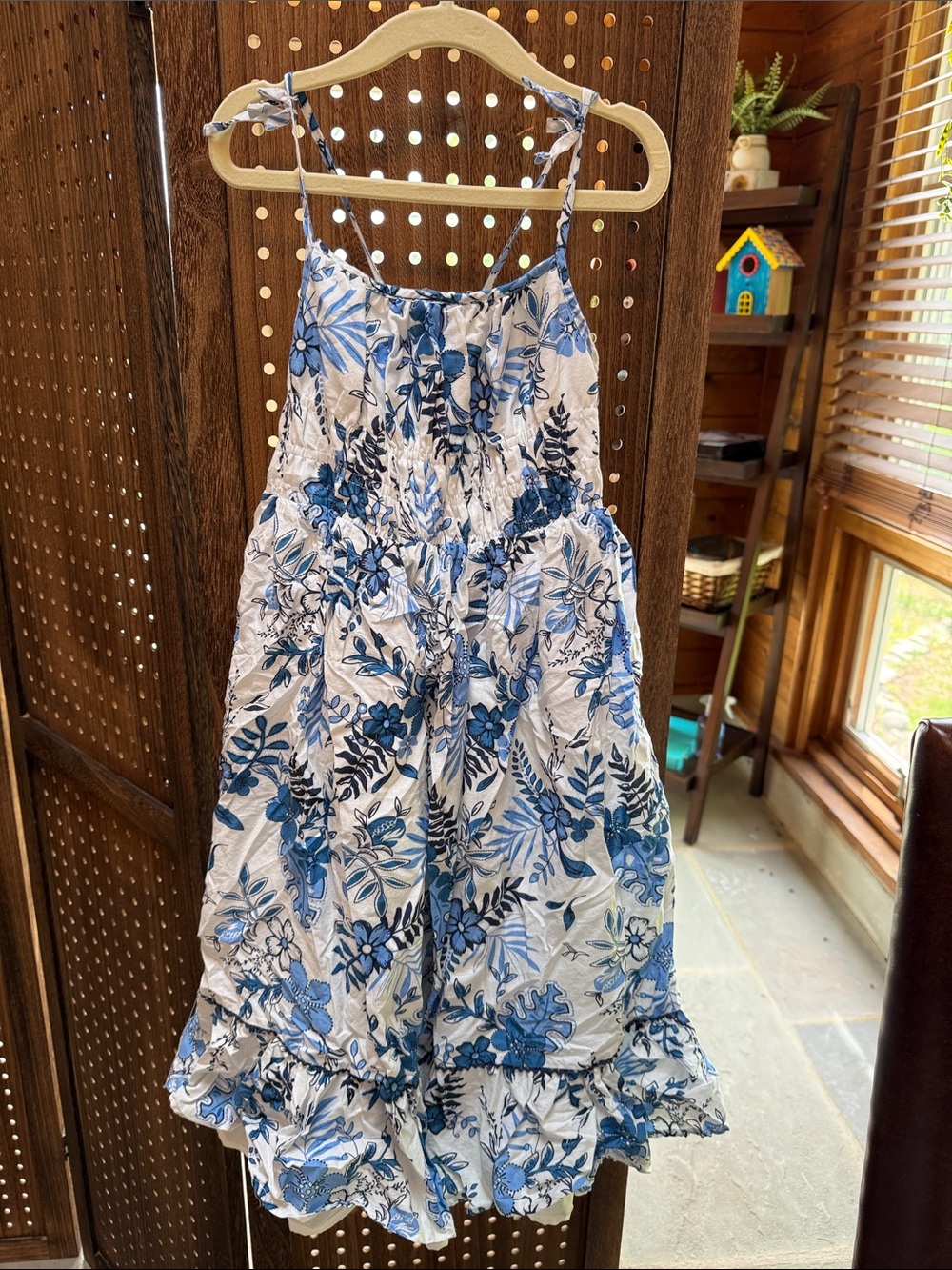 Girls White and Blue Floral Skirt - Brand Unknown